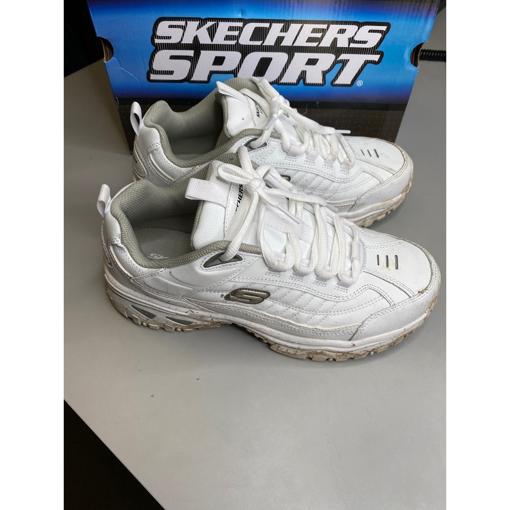 Skechers Sport Energy After Burn White Leather Sneakers Mens 8.5